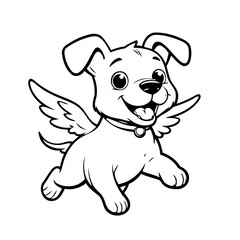 Cute vector illustration Puppy drawing for colouring page