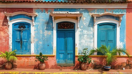  Exploring colonial architecture in Goa, India, Portuguese influence, vibrant colors, cultural fusion.