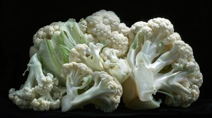  Fresh cut cauliflower, white and floretted.