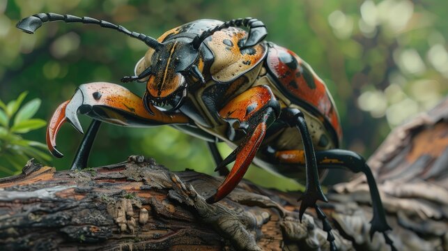  Goliath beetle on a tree branch, largest insect, imposing.
