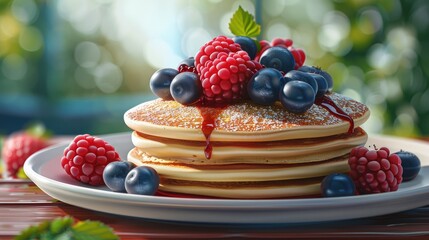  Heart-healthy brunch, oat pancakes, fresh berries, weekend treat.