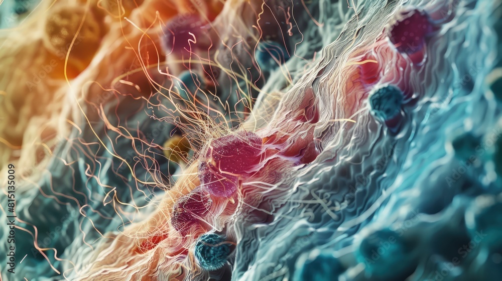 Aufkleber microscopic views of nanofibers in advanced textile applications.
