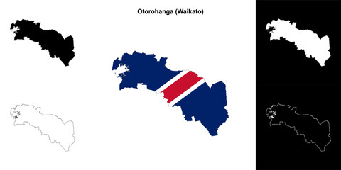 Otorohanga blank outline map set