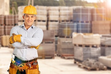 portrait of engineer worker standing inspect construction progress