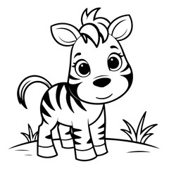 Cute vector illustration Zebra doodle for children worksheet