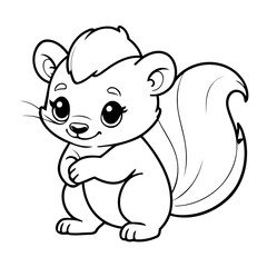 Vector illustration of a cute Skunk doodle for toddlers coloring activity