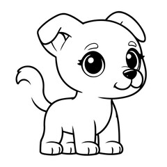 Simple vector illustration of Dog hand drawn for toddlers