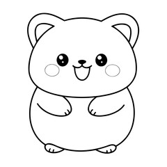 Simple vector illustration of Kawaii colouring page for kids