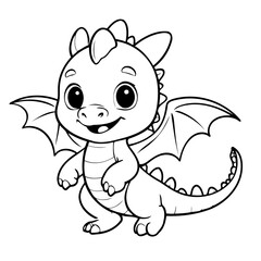 Simple vector illustration of Dragon for children colouring activity