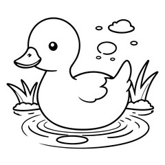 Cute vector illustration Duck for toddlers colouring page