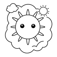 Obraz premium Simple vector illustration of Sky for kids colouring worksheet