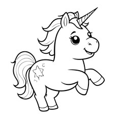 Simple vector illustration of Unicorn drawing for children page