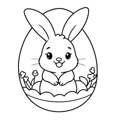 Simple vector illustration of Bunny for children colouring activity