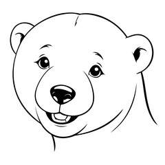 Simple vector illustration of Polarbear hand drawn for kids page