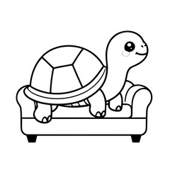 Simple vector illustration of Turtle for toddlers colouring page