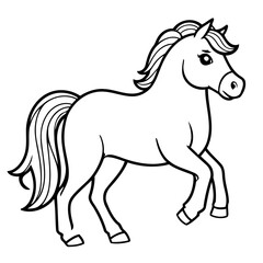 Vector illustration of a cute Horse drawing for children page