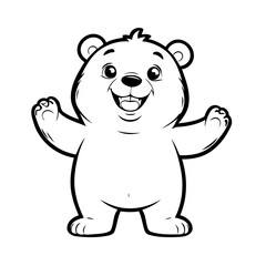 Vector illustration of a cute Bear doodle for children worksheet