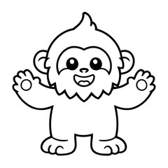 Simple vector illustration of Yeti for kids colouring worksheet