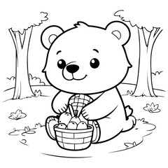 Cute vector illustration Bear drawing for colouring page