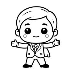 Cute vector illustration Businessman drawing for colouring page