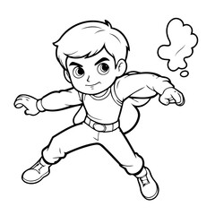 Simple vector illustration of Boy colouring page for kids