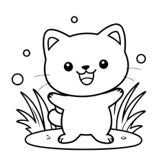 Simple vector illustration of Kawaii for children colouring activity