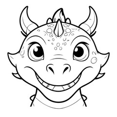 Simple vector illustration of Dragon colouring page for kids