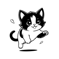 Cute vector illustration Kitten drawing colouring activity