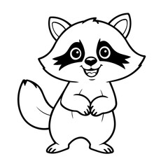 Simple vector illustration of Raccoon for toddlers colouring page
