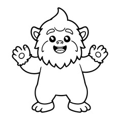 Cute vector illustration Yeti for kids colouring page