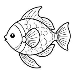 Cute vector illustration Fish for children colouring activity