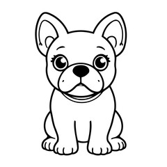 Simple vector illustration of Bulldog outline for colouring page