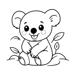 Simple vector illustration of Koala for toddlers colouring page