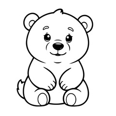 Simple vector illustration of Polarbear drawing for toddlers colouring page
