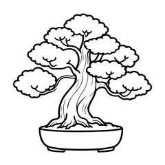 Simple vector illustration of Bonsai drawing for toddlers book