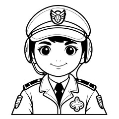 Vector illustration of a cute Pilot doodle for toddlers colouring page