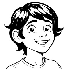 Vector illustration of a cute Person doodle drawing for kids page