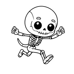 Simple vector illustration of Skeleton drawing for kids colouring activity