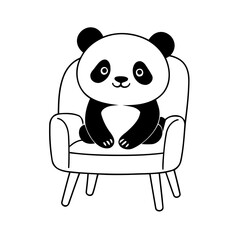 Simple vector illustration of Panda drawing for toddlers book