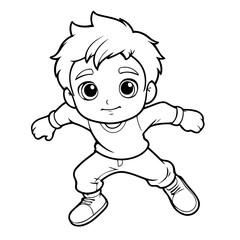 Cute vector illustration Boy doodle for kids colouring page