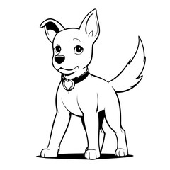 Simple vector illustration of Dog drawing for toddlers colouring page