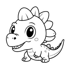 Vector illustration of a cute Dino doodle for toddlers worksheet
