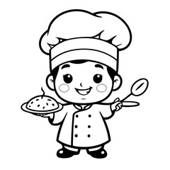 Cute vector illustration Chef doodle for toddlers coloring activity