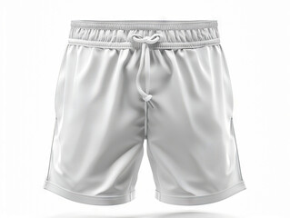 A white basketball shorts with a drawstring.