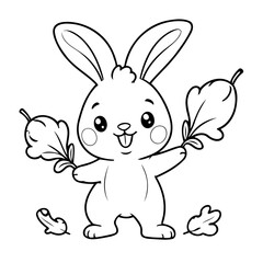 Vector illustration of a cute Bunny doodle for children worksheet