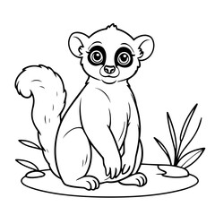 Cute vector illustration Lemur drawing for toddlers coloring activity