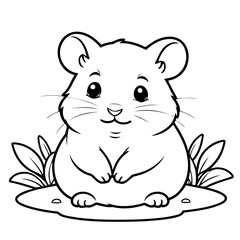 Cute vector illustration Hamster for toddlers colouring page