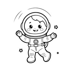 Vector illustration of a cute Astronaut doodle drawing for kids page
