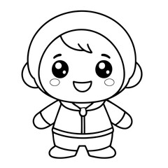 Cute vector illustration Kawaii doodle colouring activity for kids