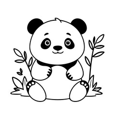 Simple vector illustration of Panda drawing for toddlers colouring page